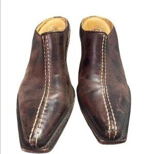 Charlie 1 Horse Brown Distressed Leather Heels Mules Size 7 Cowboy Western
